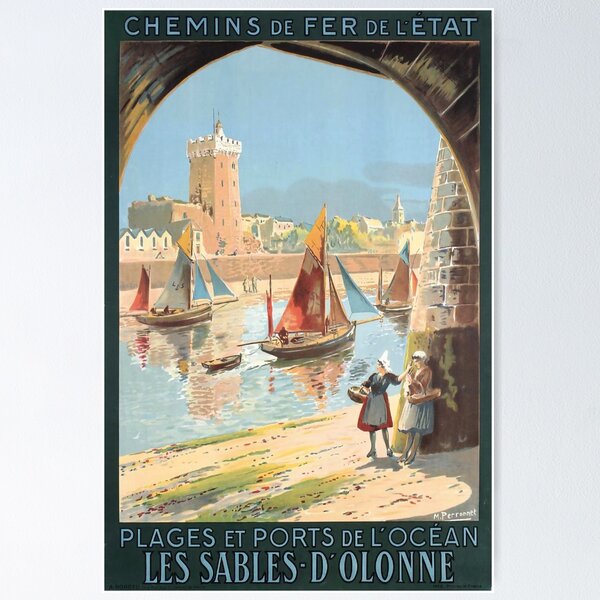 Aperçu de l'œuvre Sables d Olonne poster retro créée et vendue par CorasPosters.