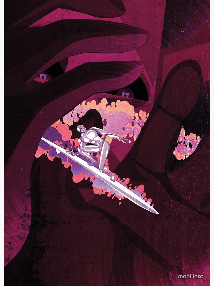 Thumbnail 2 of 2, Art Board Print, Cosmic Surfer Dude | designed and sold by modHero.