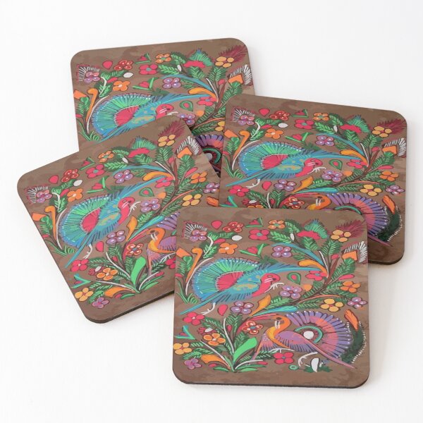 Item preview, Amate bark painting maximalist birds colorful mexican folk art decoration designed and sold by T-Mex.