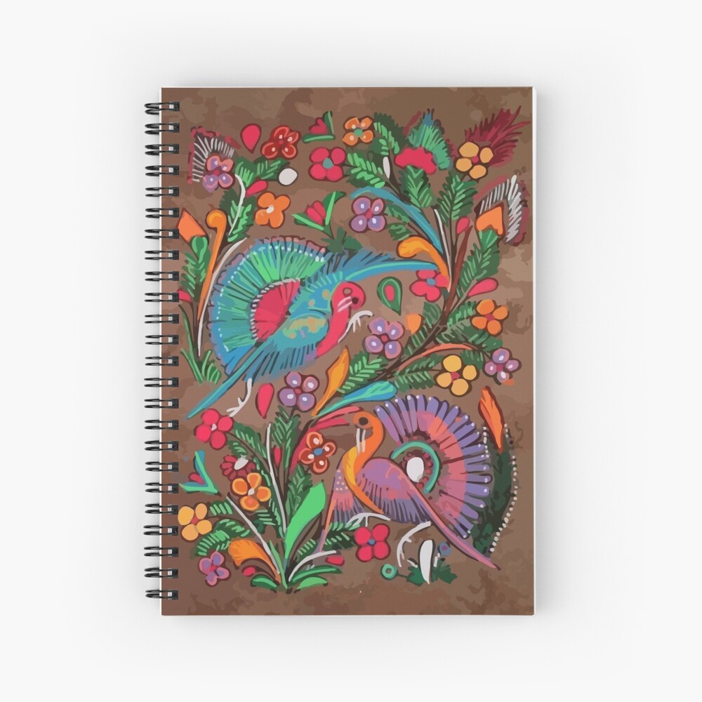 Amate bark painting maximalist birds colorful mexican folk art decoration | Art Print