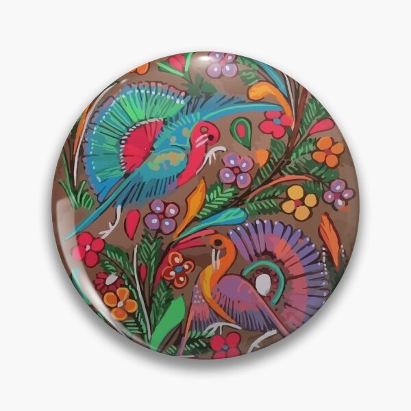 Item preview, Amate bark painting maximalist birds colorful mexican folk art decoration designed and sold by T-Mex.