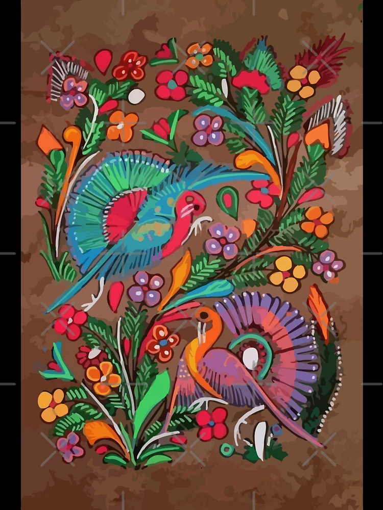 Flowers And Birds Mexican Folk Art Paint By Number - NicePBN