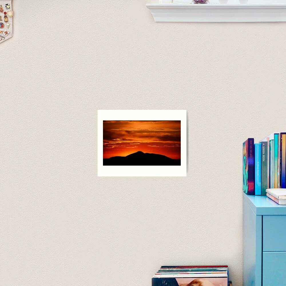 Fire smoke sunset, Mt. Feathertop Art Print