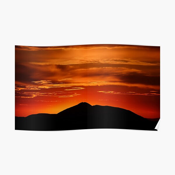 Fire smoke sunset, Mt. Feathertop Poster