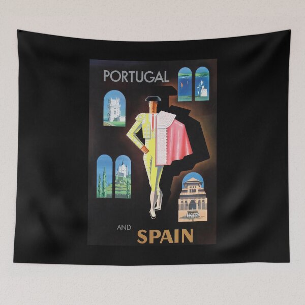 Item preview, Portugal and Spain retro poster designed and sold by CorasPosters.