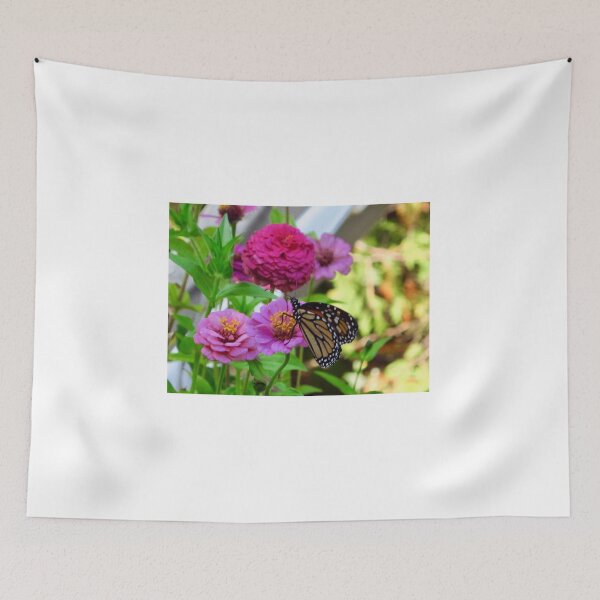 Item preview, Monarch and the zinnias designed and sold by MarianBendeth.