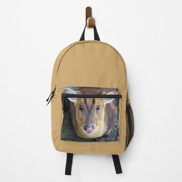 Item preview, Muntjac Deer Face Licking Nose Close-up designed and sold by Linda Walsh.