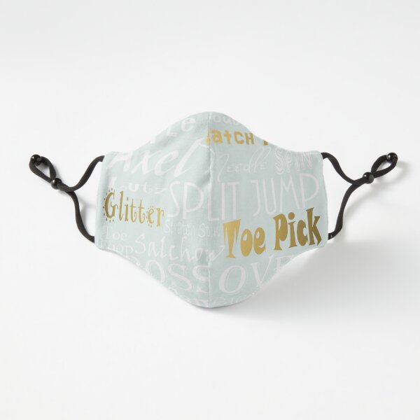 Pastel Blue with Gold Accents Figure Skating Subway Style Typographic Design Fitted 3-Layer