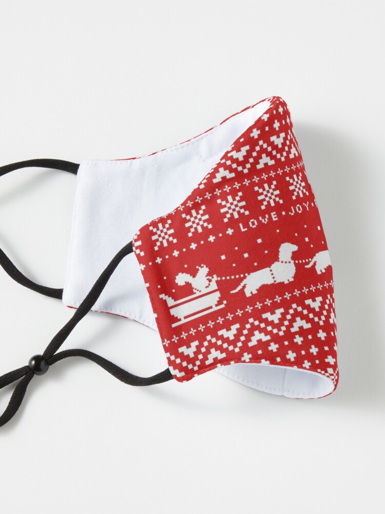 Alternate view of Dachshunds Christmas Sweater Pattern Mask