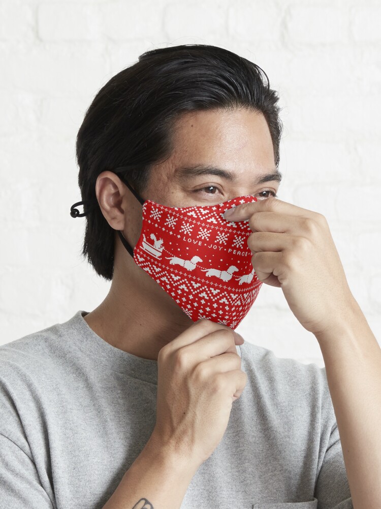 Alternate view of Dachshunds Christmas Sweater Pattern Mask