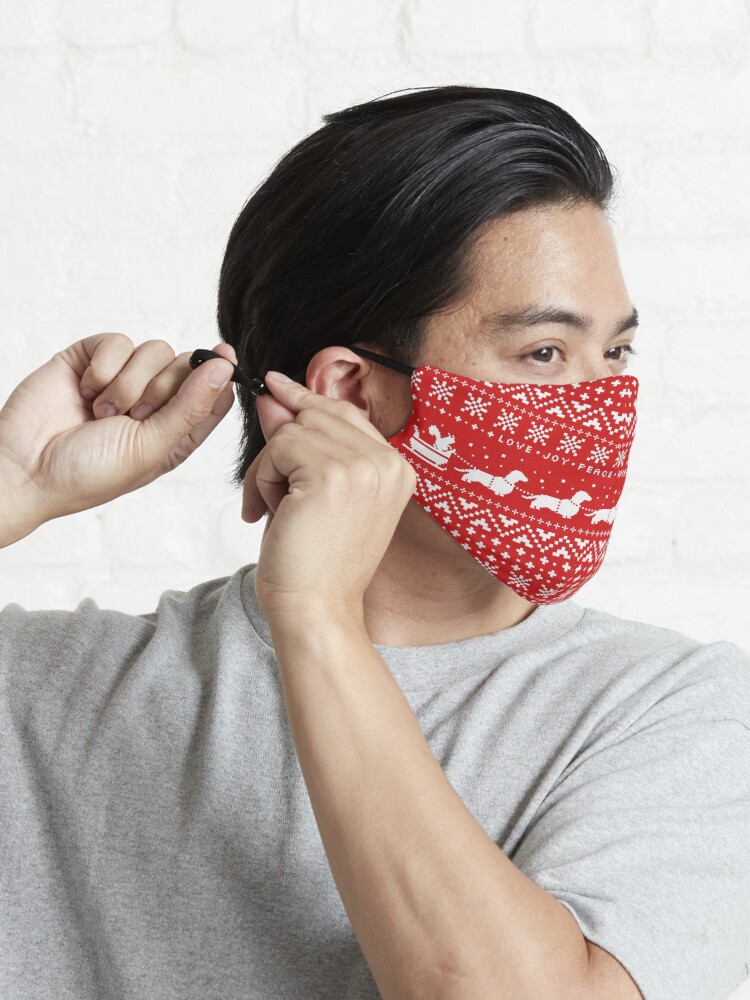 Alternate view of Dachshunds Christmas Sweater Pattern Mask