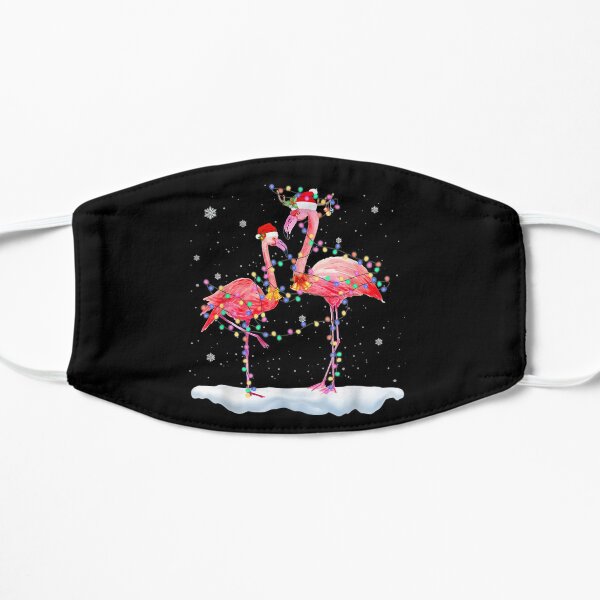 Flamingo Christmas Tree Santa Hat Xmas Light Merry Christmas Flat Mask
