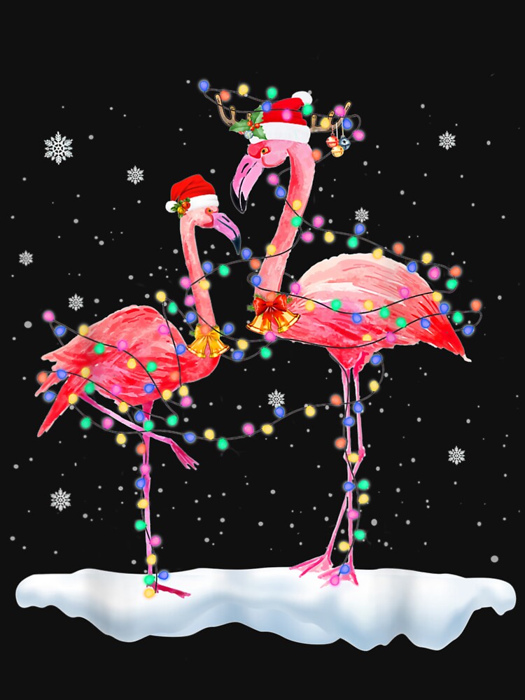 "Flamingo Christmas Tree Santa Hat Xmas Light Merry Christmas " Tshirt