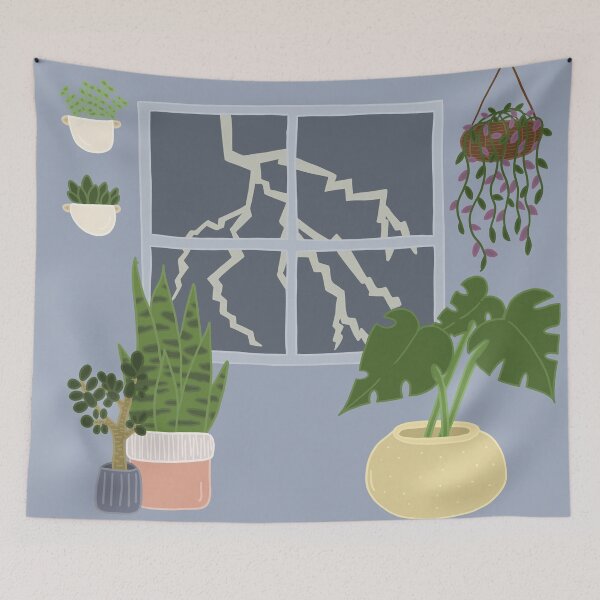 Item preview, Stormy Plants (blue background) designed and sold by Jennie Mahoney.