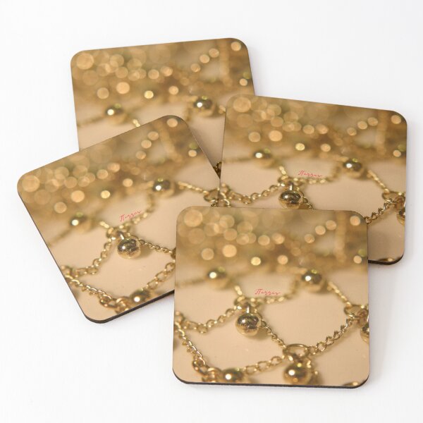 Gold Pearls Coasters (Set of 4)