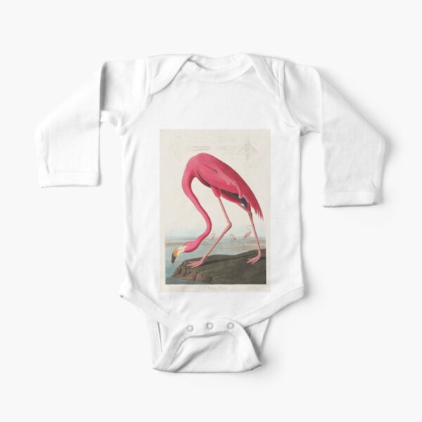 American Flamingo | Pink Flamingo | Vintage Flamingo | Audubon | Birds of America | John James Audubon | Long Sleeve Baby One-Piece