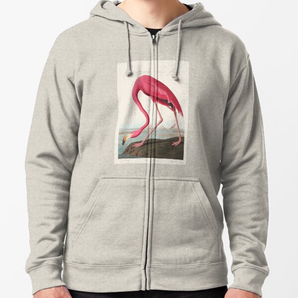 American Flamingo | Pink Flamingo | Vintage Flamingo | Audubon | Birds of America | John James Audubon | Zipped Hoodie
