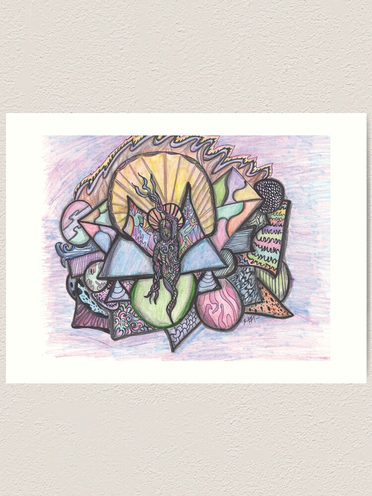 "Colorful Abstract Doodle Surrealist Art in Pen and Ink with Colored