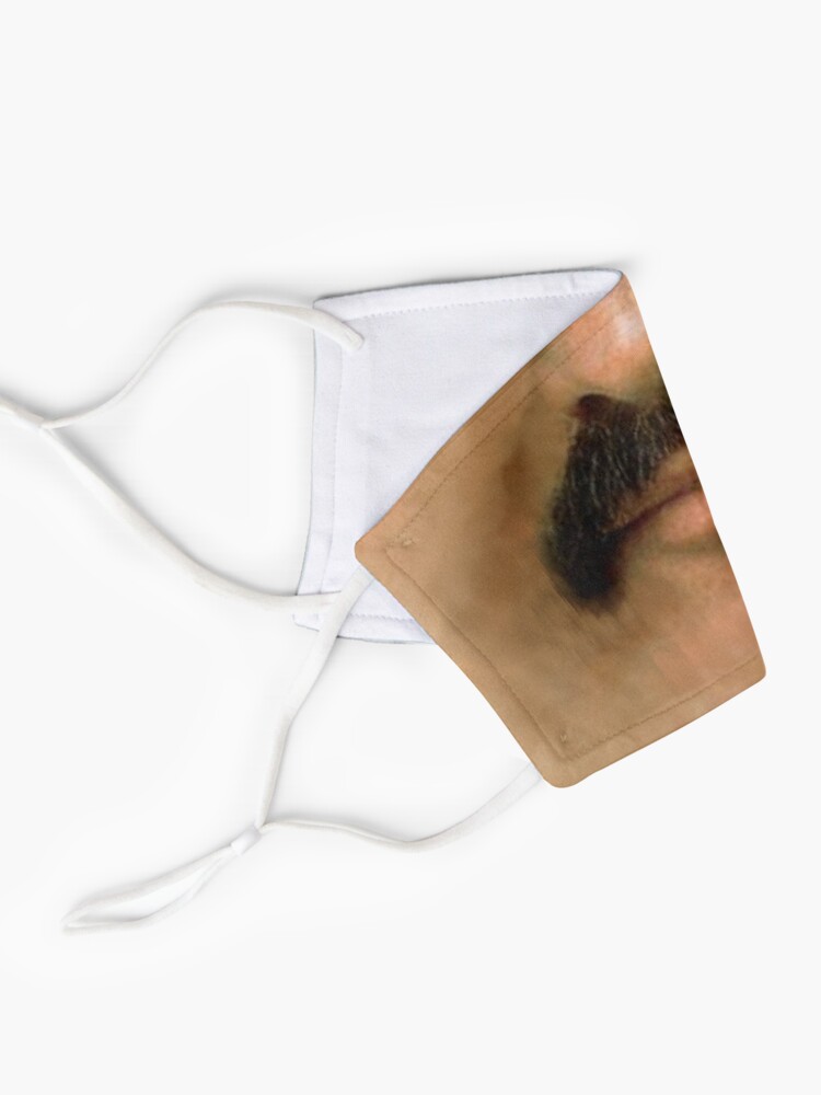 Alternate view of Burt Reynolds Moustache Face Mask 3D Printed Realistic Expression Unisex Fabric Mask for all adults and children alike. Reusable Washable 2 layer Polyester Cloth Mask