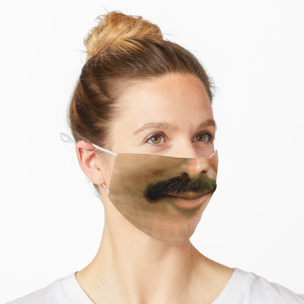 Burt Reynolds Moustache Face Mask 3D Printed Realistic Expression Unisex Fabric Mask for all adults and children alike. Reusable Washable 2 layer Polyester Cloth Mask