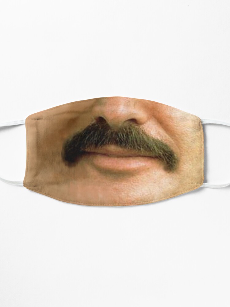 Alternate view of Burt Reynolds Moustache Face Mask 3D Printed Realistic Expression Unisex Fabric Mask for all adults and children alike. Reusable Washable 2 layer Polyester Cloth Mask