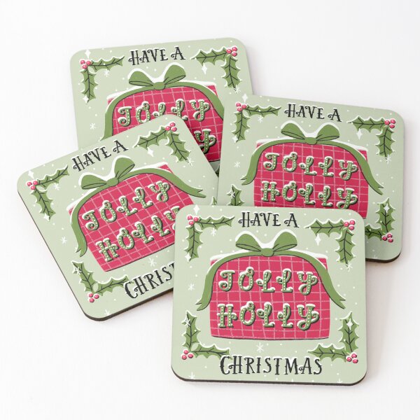 Item preview, Have a Jolly Holly Christmas, retro holiday illustration designed and sold by BexMorleyArt.