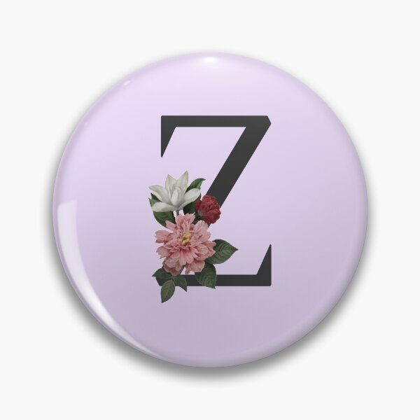 Artikelvorschau, Schwarz auf Lavendel Monogramm Buchstabe Z | Blumenalphabet entworfen und verkauft von SerendipityNow.