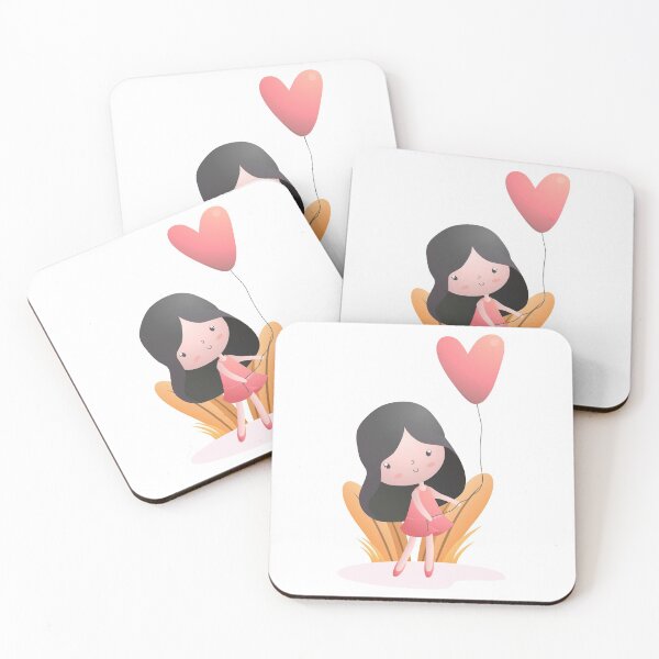 Item preview, little girl with pink heart ballon designed and sold by dagokil.