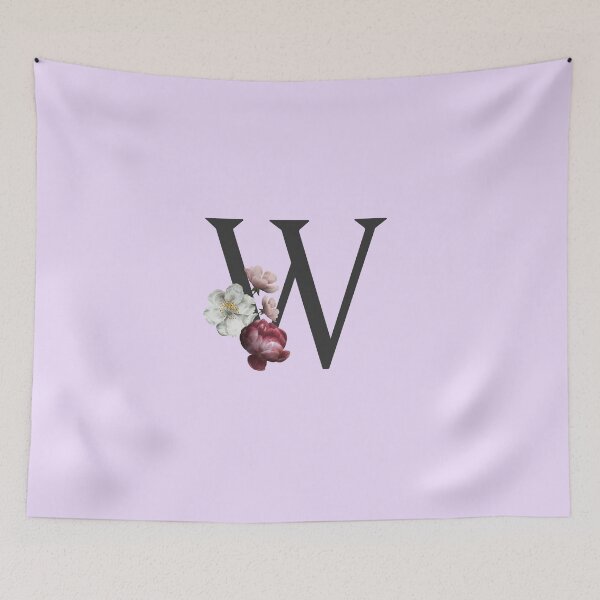 Item preview, Black On Lavender Monogram Letter W | Floral Alphabet designed and sold by SerendipityNow.