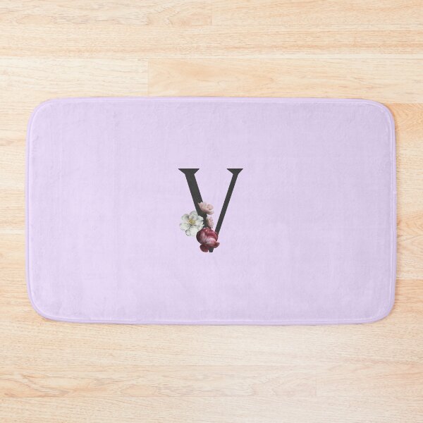Artikelvorschau, Schwarz auf Lavendel Monogramm Buchstabe V | Blumenalphabet entworfen und verkauft von SerendipityNow.