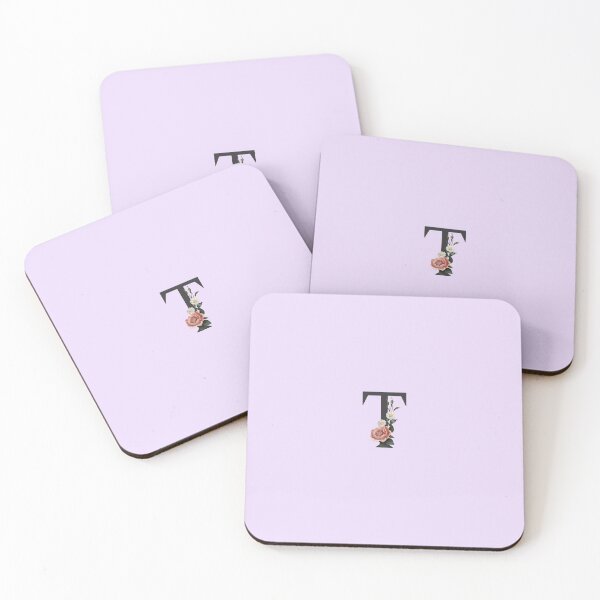 Item preview, Black On Lavender Monogram Letter T | Floral Alphabet designed and sold by SerendipityNow.