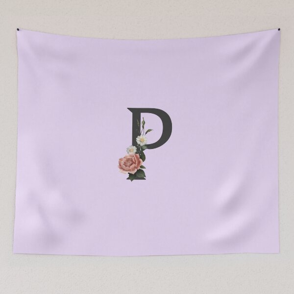 Item preview, Black On Lavender Monogram Letter P | Floral Alphabet designed and sold by SerendipityNow.