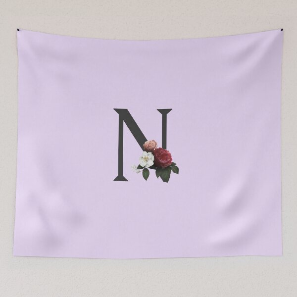 Item preview, Black On Lavender Monogram Letter N | Floral Alphabet designed and sold by SerendipityNow.