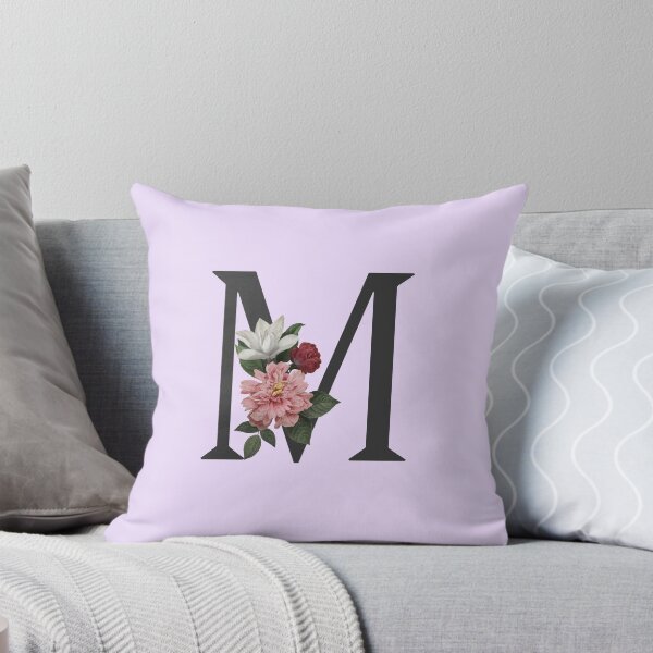 Item preview, Black On Lavender Monogram Letter M | Floral Alphabet designed and sold by SerendipityNow.