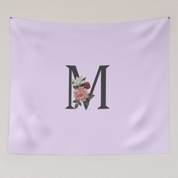 Item preview, Black On Lavender Monogram Letter M | Floral Alphabet designed and sold by SerendipityNow.