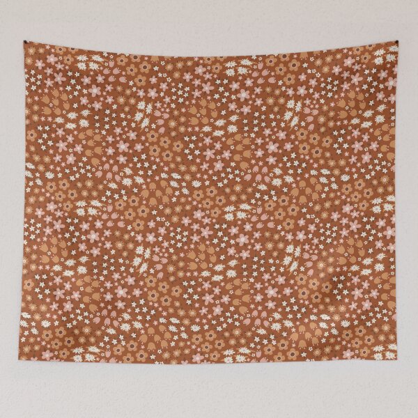 Item preview, Retro Ditsy Floral Pattern in Warm Rusty Browns designed and sold by BexMorleyArt.