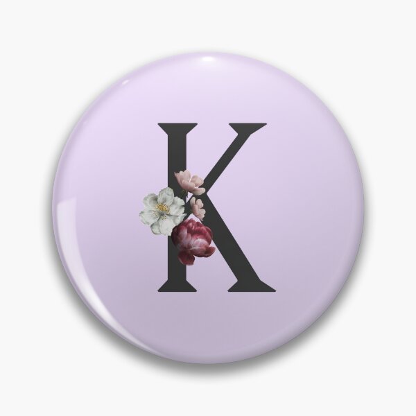 Artikelvorschau, Schwarz auf Lavendel Monogramm Buchstabe K | Blumenalphabet entworfen und verkauft von SerendipityNow.