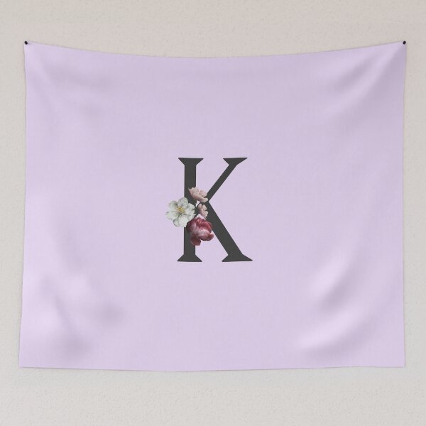 Item preview, Black On Lavender Monogram Letter K | Floral Alphabet designed and sold by SerendipityNow.