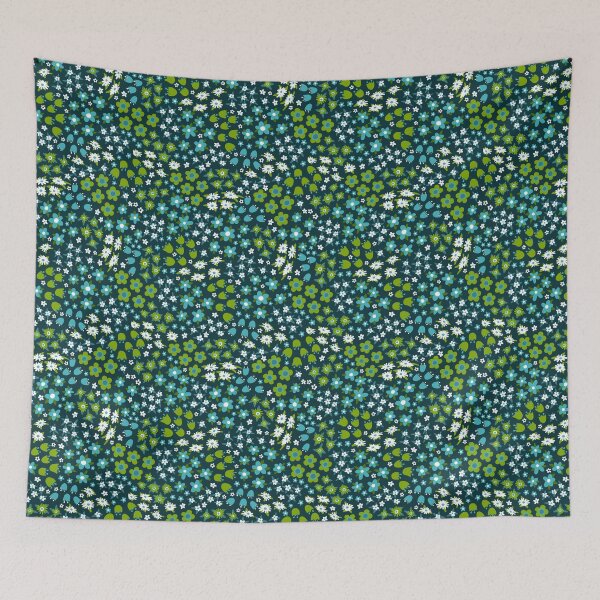 Item preview, Retro Ditsy Floral Pattern in Turquoise & Green designed and sold by BexMorleyArt.