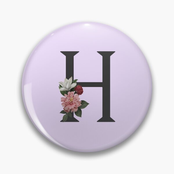 Artikelvorschau, Schwarz auf Lavendel Monogramm Buchstabe H | Blumenalphabet entworfen und verkauft von SerendipityNow.