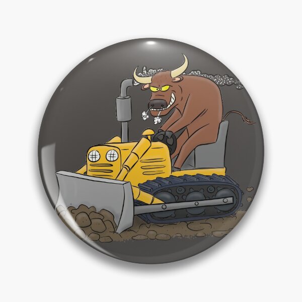 Item preview, Funny bull driving bulldozer cartoon designed and sold by FrogFactory.