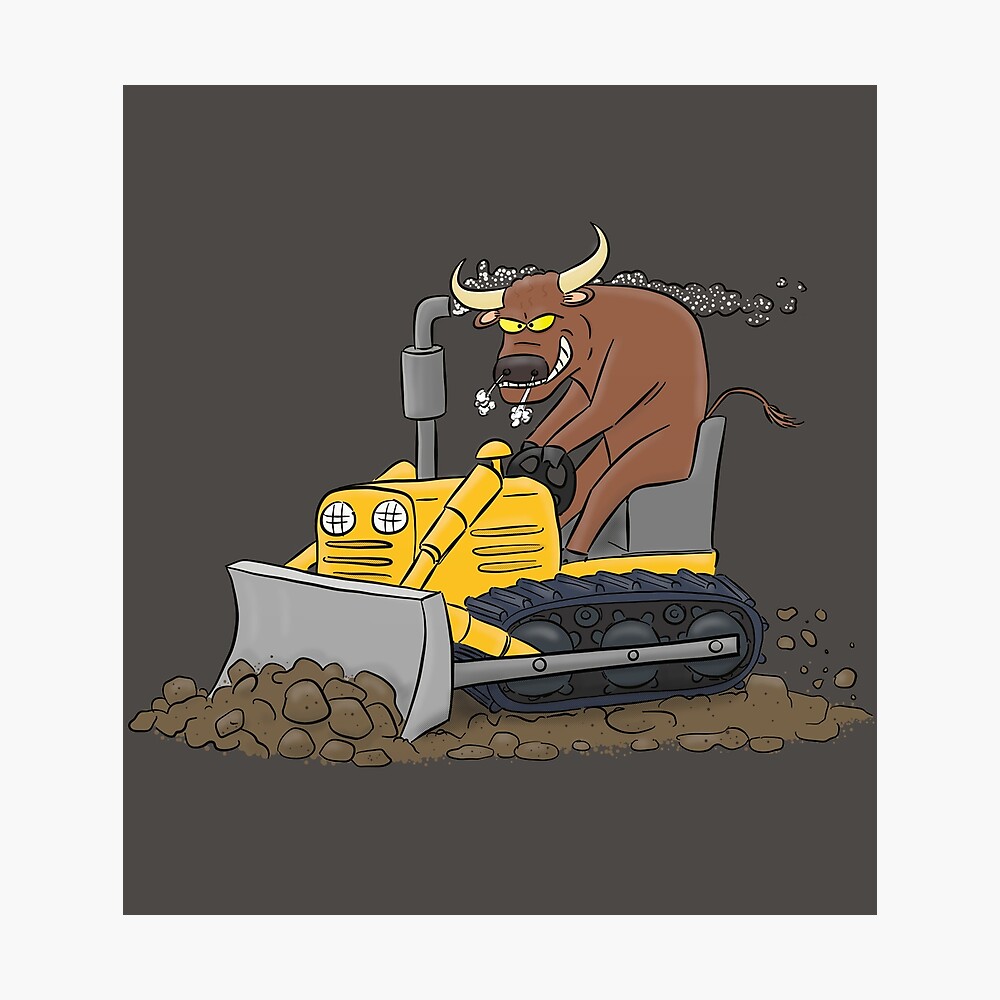 Funny bull driving bulldozer cartoon Funny bull driving bulldozer cartoon