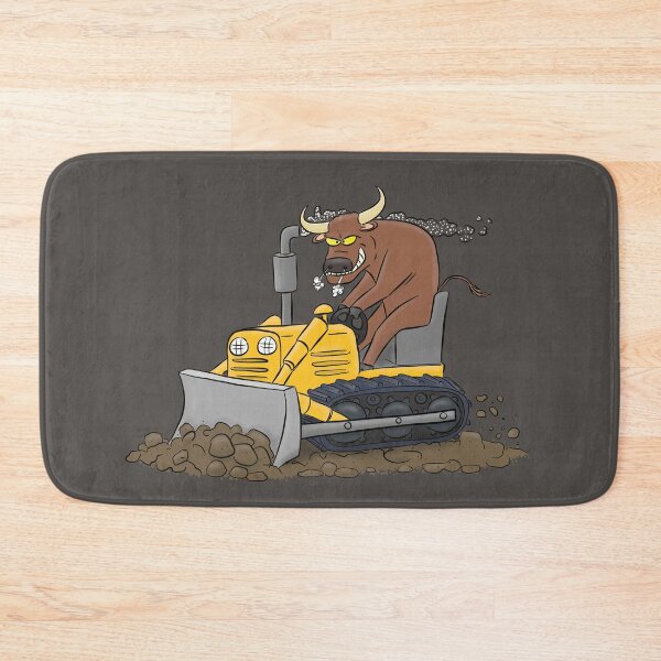 Item preview, Funny bull driving bulldozer cartoon designed and sold by FrogFactory.