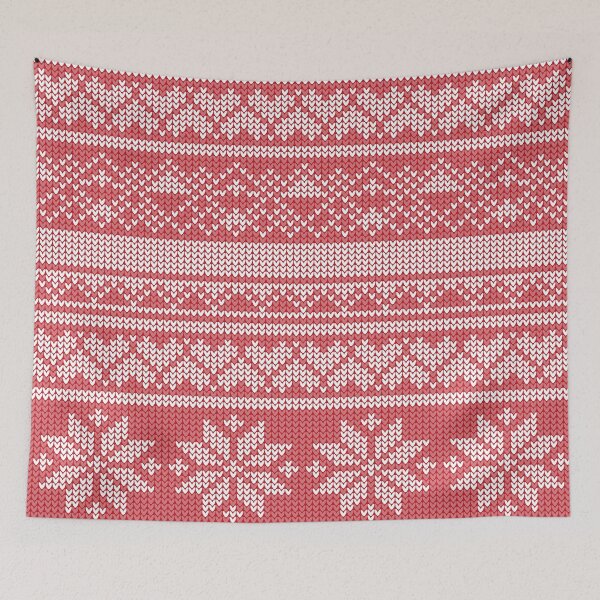Item preview, Red White Knitted Christmas Pattern designed and sold by MonsaviFashion.