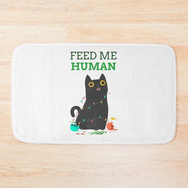 Item preview, Feed me human- black cat with Cristmas decoration- holiday design designed and sold by josephsteez.