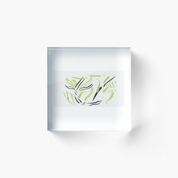 Item preview, Bamboo leaves, Green and black on white, abstract designed and sold by Erika Ginnis.