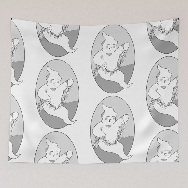 Item preview, Daisychain Ghost cute greyscale sticker designed and sold by SoLittleSteph.