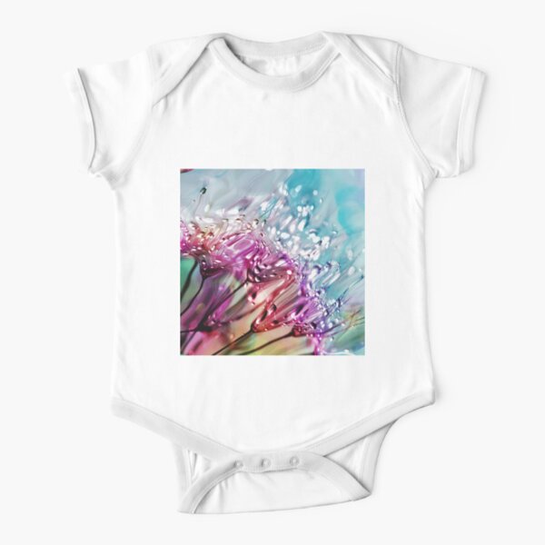 Colorful Abstract Acrylic Flowers Short Sleeve Baby One-Piece