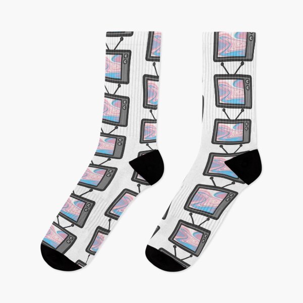 Item preview, Subtle Trans Flag on Old Tv  designed and sold by -Gedwolcraeft-.