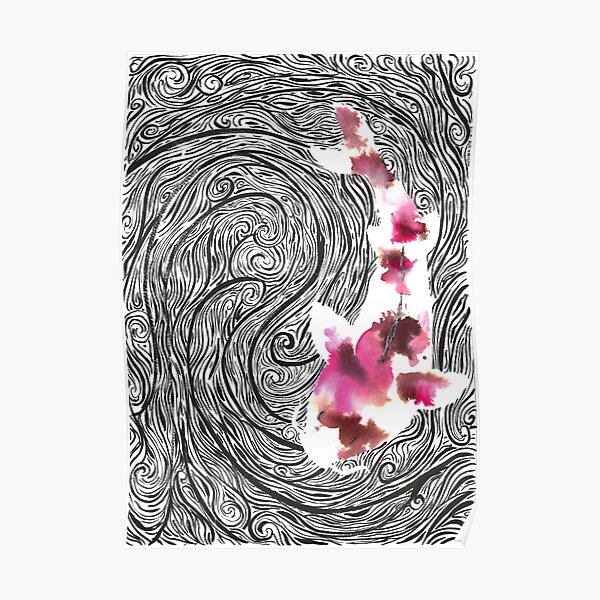 Koi à la mer d'encre Poster